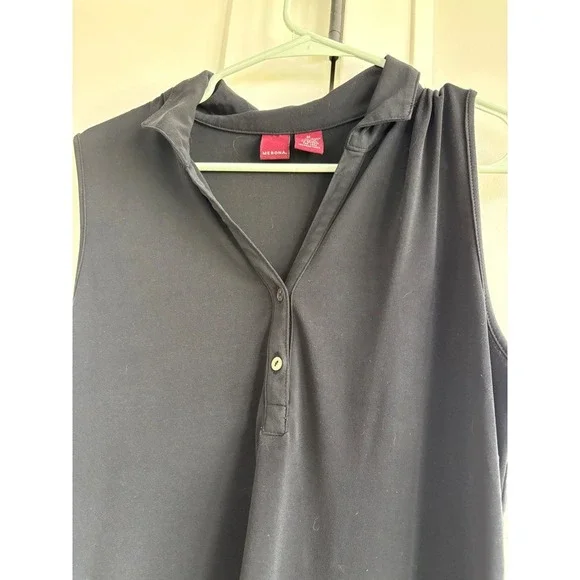 Merona‎ Sleeveless Blouse Button Down Collared Top Casual Black Size M - Picture 4 of 4